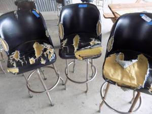 lot 74 image: 3 bar stools with backs need TLC