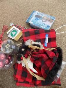 lot 109 image: Christmas assortment-Ornaments, table runner, sign, doll, star