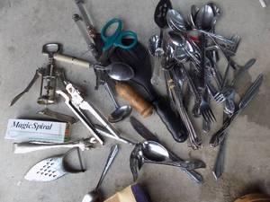 lot 121 image: Kitchen Utensils- Can opener, ladle, tongs and more