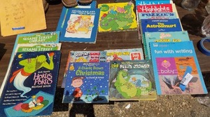 lot 131 image: Kids books- Highlights, Petes Dragon, plus 4 books with recordsto read aloud