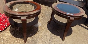 lot 156 image: 2 ROUND SIDE TABLE  GLASS TOP