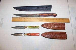 lot 2 image: Damascus steel NEW knives (3 times the money)