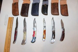 lot 8 image: Damascus steel NEW folding pocket knives (5 times the money)