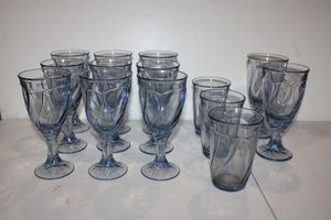 lot 41 image: Vintage Noritake Sweet Swirl light blue water goblets in excellent condition