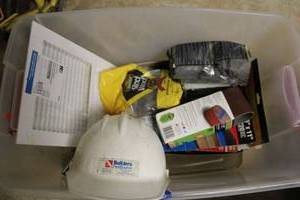 lot 128 image: Sidewall register, hard hat sand paper, craft items