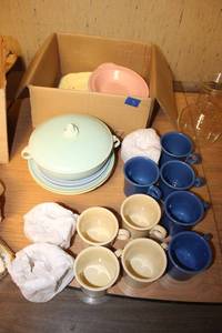 lot 147 image: Fiesta mugs and Lu-Ray pastels dishes