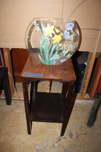 lot 196 image: Small side table with oval glass vase