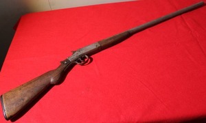 lot 16 image: Vintage rustic Hopkins and Allen Arms Company shotgun