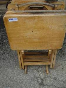 lot 31 image: Wood TV trays   QTY 4 in holder