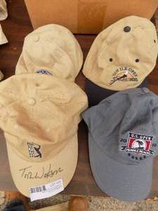 lot 26 image: Ball caps-  QTY 4  PGA  tour  ONE IS signed by Tom Watson