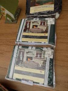 lot 109 image: NIP Window valance 84x15   QTY 2  stripped , drape 48x63 solid