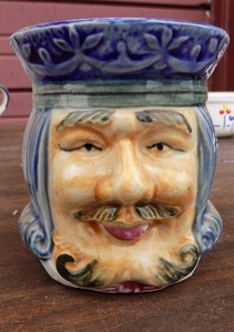 lot 118 image: Toby Mug big mustache man with blue hat made in occupied Japan