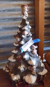 lot 215 image: Ceramic christmas tree with mice  attached 1 piece