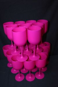 lot 39 image: Bulk lot of Pink Plastic wine glasses