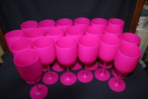 lot 40 image: Bulk lot of Pink plastic wine glasses