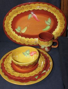 lot 30 image: Retired dinnerware set featuring the Laurie Gates Santa Fe Pattern&nbsp