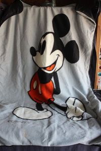 lot 63 image: Vintage Disney Mickey Mouse blanket polyester fleece picnic blanket