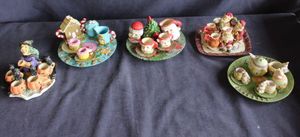 lot 129 image: Five miniature resin tea sets&nbsp