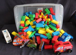lot 178 image: Wooden Building Blocks (Tote not included)