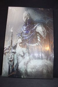 lot 185 image: Dark Souls canvas wall art print featuring Artorias the Abysswalker and his work companion Sif