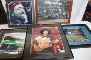 lot 239 image: Framed Pictures, Willie Nelson, Garth Brooks, Cowboys Stadium, and more