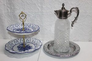 lot 341 image: Glass water pitcher and more