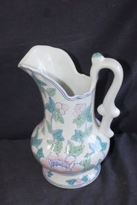 lot 396 image: Floral Pedestal Water Pitcher