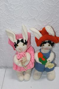 lot 416 image: Knitted Bunny Rabbits