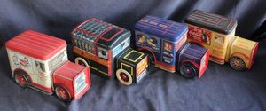 lot 422 image: Vintage Collectable Storage Ti s in shape of Delivery Trucks