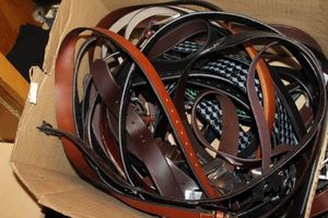 lot 210 image: Box of leather Belts