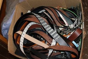 lot 211 image: Box of leather belts