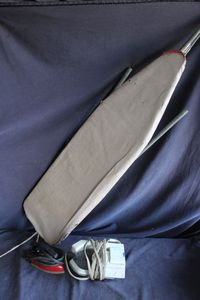 lot 221 image: ironing board and two irons