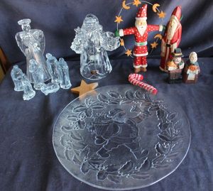 lot 222 image: Christmas items including crystal santa