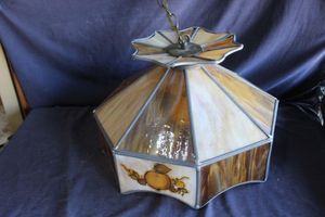 lot 438 image: Vintage Stained Glass Hanging Light&nbsp