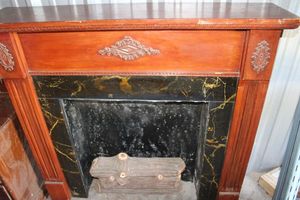 lot 469 image: Vintique Fireplace Mantel with Faux Ceramic Logs