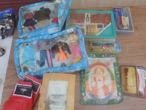 lot 33 image: Fashion doll clothes, gloves and craft items