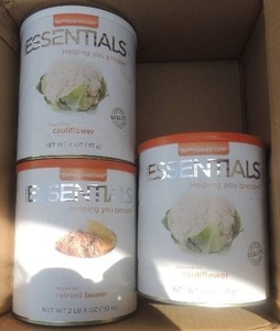 lot 83 image: Be prepared .com    Essentials- refried beans and cauliflower x 2