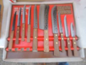 lot 149 image: Sir Lawrence collection carbon steel knife set contains 9 knives