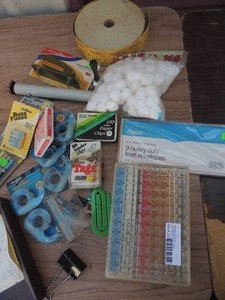 lot 159 image: Tickets, tape, envelopes, chips, stapler plus