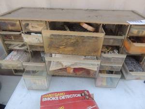lot 170 image: Storage bins and crates with contents