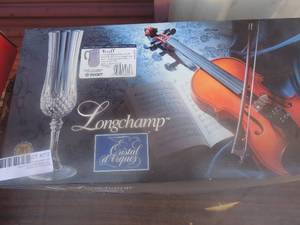 lot 272 image: Long champ crystal flutes in box