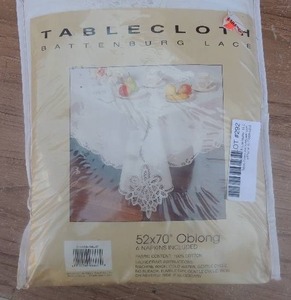 lot 292 image: Battenberg lace tablecloth 52x70