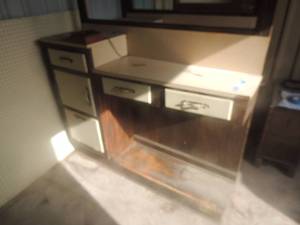 lot 382 image: work station 3 drawers  cabinet no mirror just frame