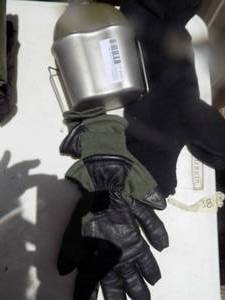 lot 491 image: Gloves and canteen