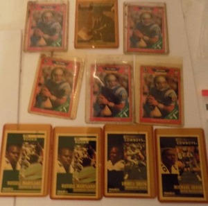 lot 505 image: Football cards Tom Landry, Troy aikman1995 x 5, Russell Maryland Michael Irwin, Emmitt Smith