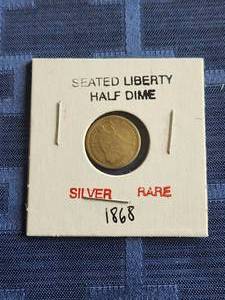 lot 1 image: 1868 Seated Liberty Half Dime - Silver - Rare
