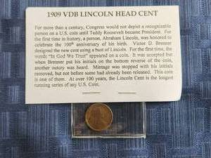 lot 55 image: 1909 VDB Lincoln Head Cent