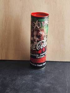 lot 24 image: Vintage collectible Commemorative Super Bowl XXXV Coca Cola bottle in tube