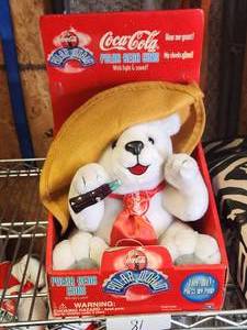lot 81 image: Coca Cola collectible polar world - polar bear cub plush toy in box