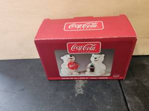 lot 104 image: Coca Cola Polar Bear salt & pepper shakers in box